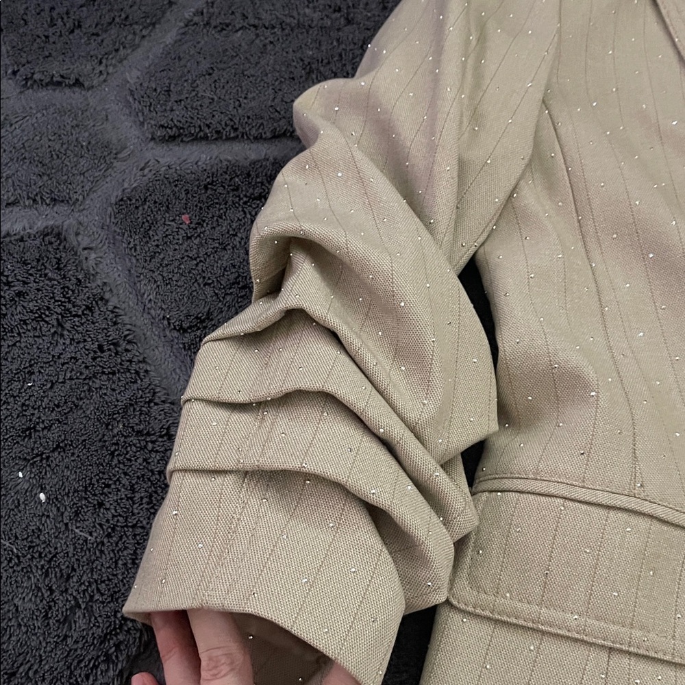 Karl Lagerfeld Beige Pinstripe Jacket - Picture 5 of 9
